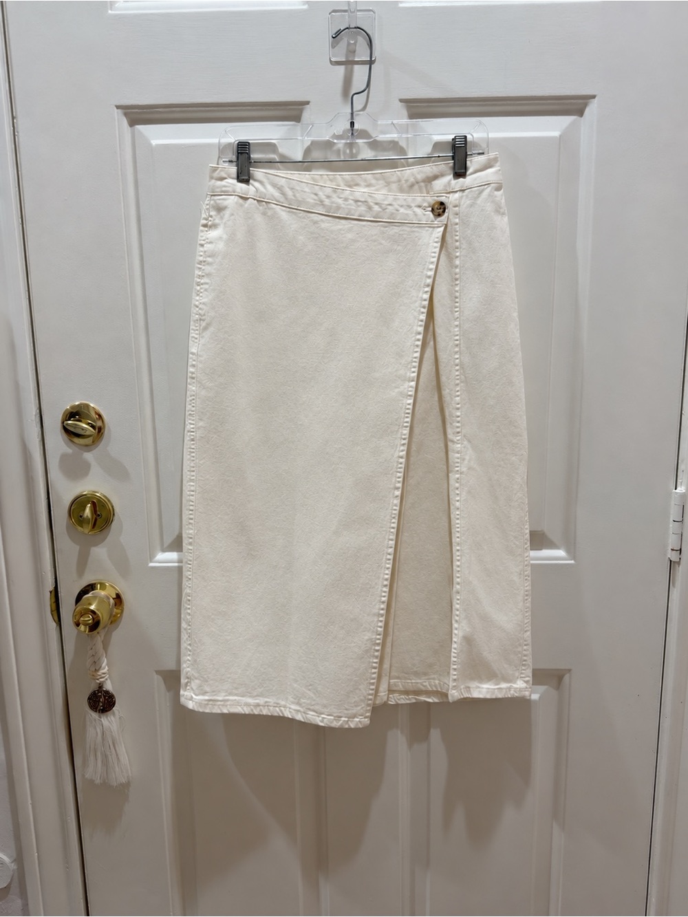Universal Thread Cream Asymmetrical Wrap Midi Skirt